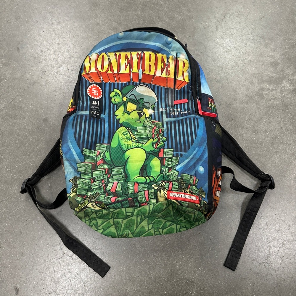 Sprayground Money Bear Limited Edition Comic Book Backpack Green Bear Cash